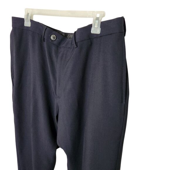 Haggar Dress Pants For Mens Size 38x29 Blue Navy Flat Front - Picture 2 of 15